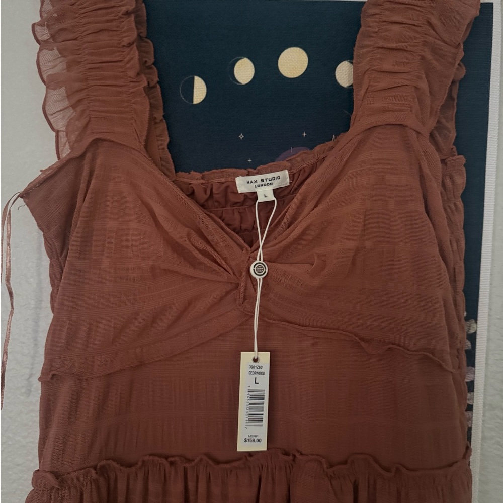 Max Studio Terracotta Ruffled Dress